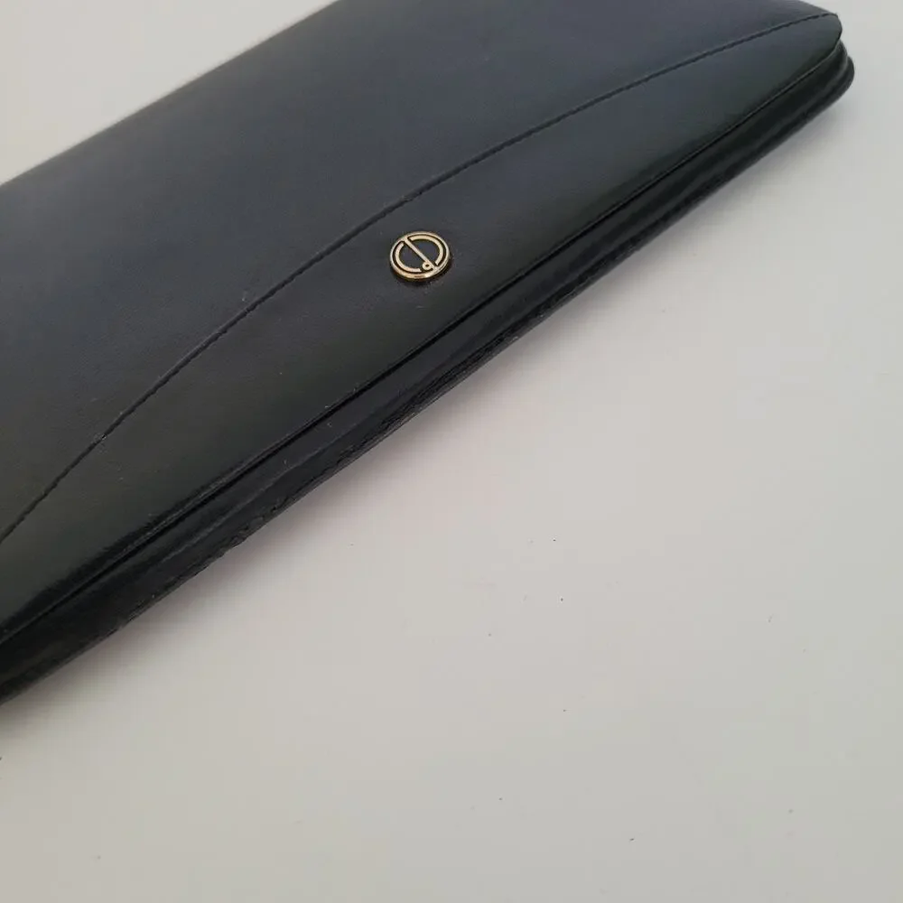 Dunhill Buissness Card Holder Wallet Black Bifold Leather Organizer Large Vintag